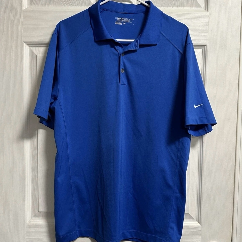 Nike Men's Golf Polo Large Blue Dri-Fit Shirt